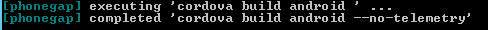 phonegap build android command result
